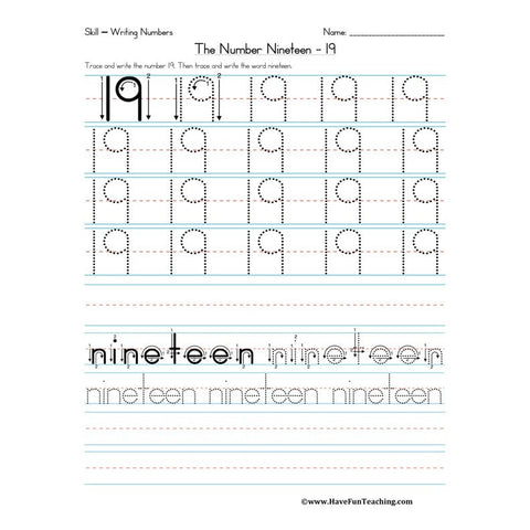 Number Nineteen Worksheet