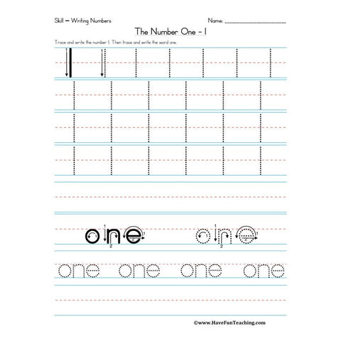Number One Worksheet