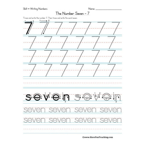 Number Seven Worksheet