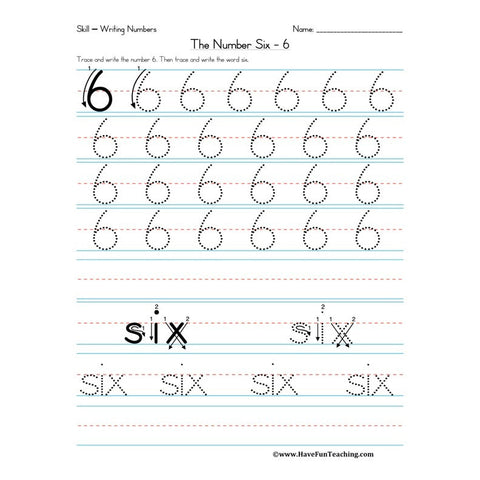 Number Six Worksheet