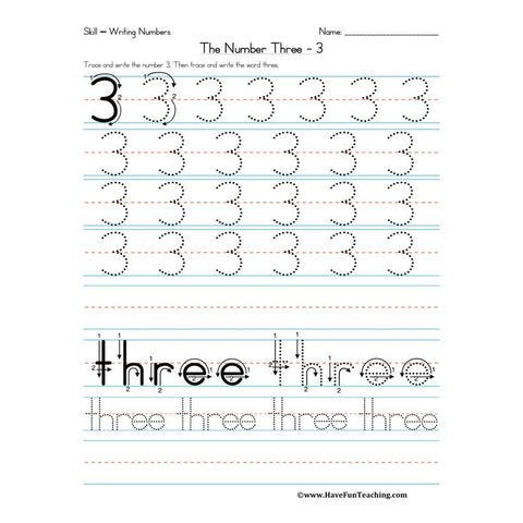 Number Three Worksheet