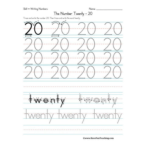 Number Twenty Worksheet