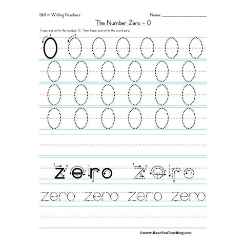Number Zero Worksheet