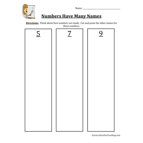 Numbers Have Many Names Worksheet 2