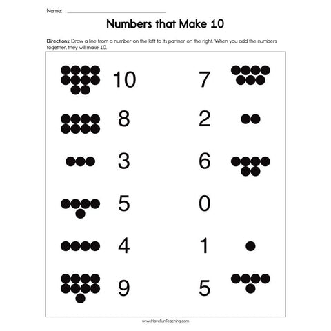 Numbers That Make 10 Worksheet