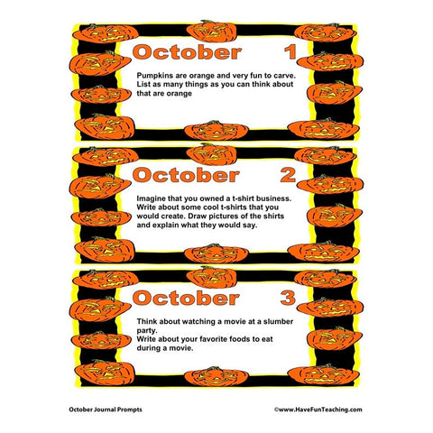 October Journal Prompts Worksheet