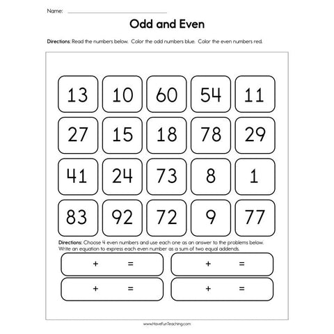 Odd and Even Worksheet