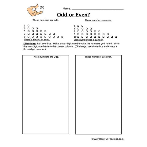 Odd Even Worksheet