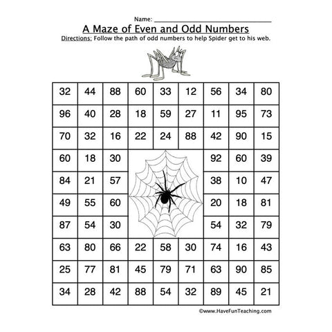 Odd Maze Worksheet