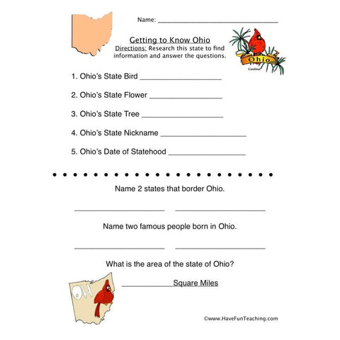 Ohio Worksheet