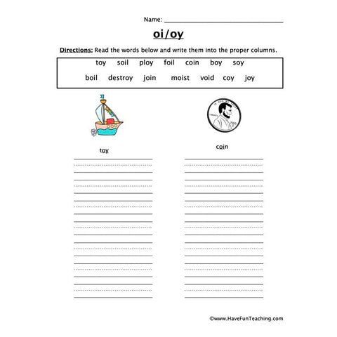 Oi Oy Worksheet
