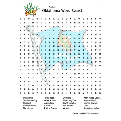 Oklahoma Wordsearch Worksheet