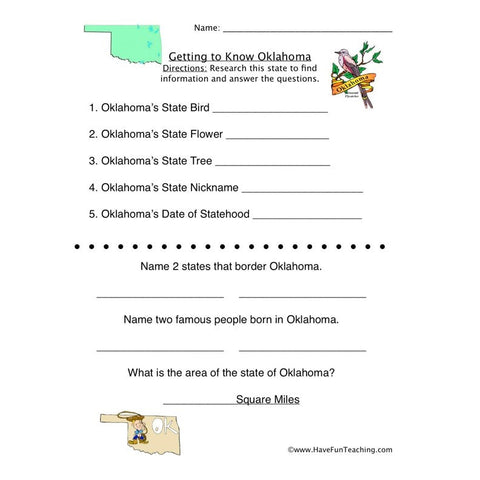 Oklahoma Worksheet