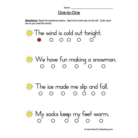 One to One 10 Worksheet