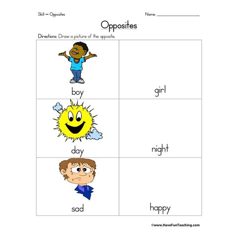 Opposites Worksheet 3