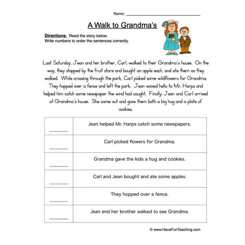 Order of Events Worksheet