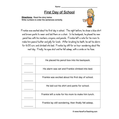 Order of Events Worksheet 2