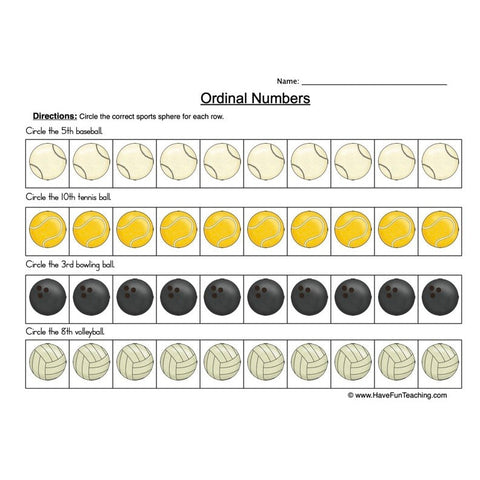 Ordinal Numbers Worksheet 3