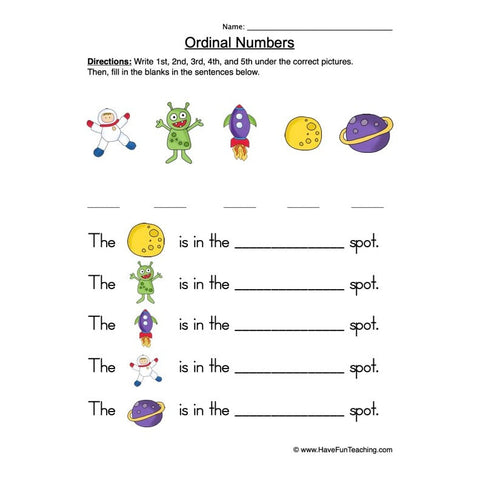 Ordinal Numbers Worksheet 4