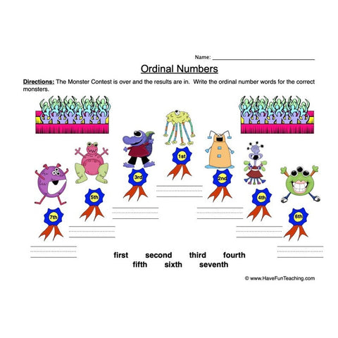 Ordinal Numbers Worksheet 5