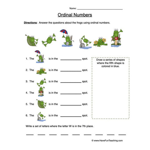 Ordinal Numbers Worksheet 6