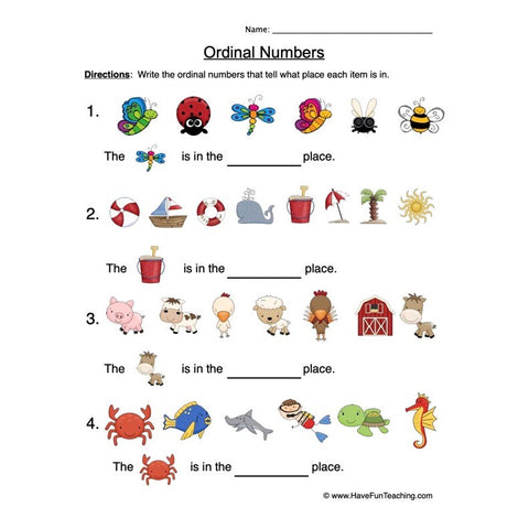 Ordinal Numbers 6 Worksheet