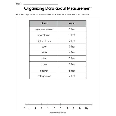 Organizing Data About Measurement Worksheet