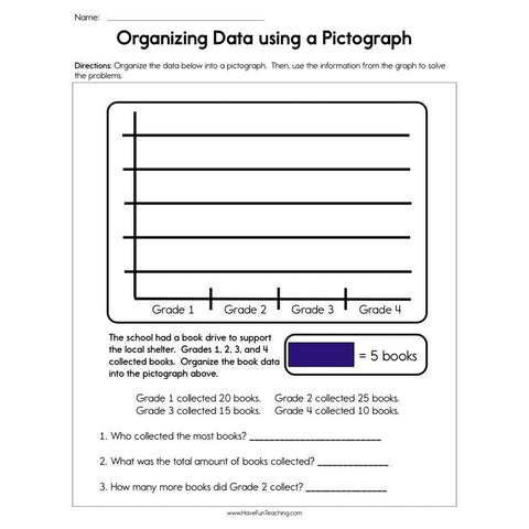 Organizing Data Using a Pictograph Worksheet