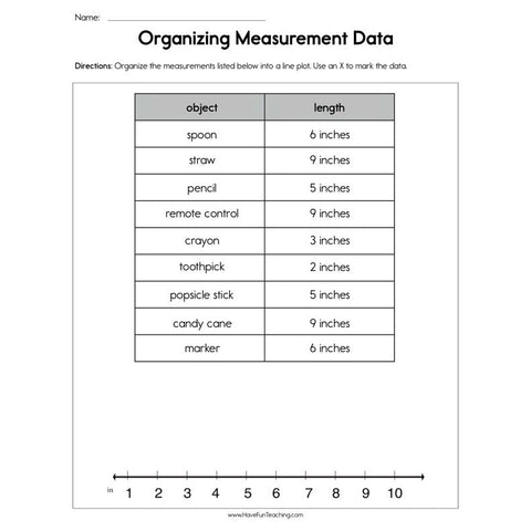 Organizing Measurement Data Worksheet