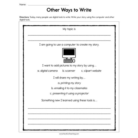 Digital Tools for Writing Worksheet