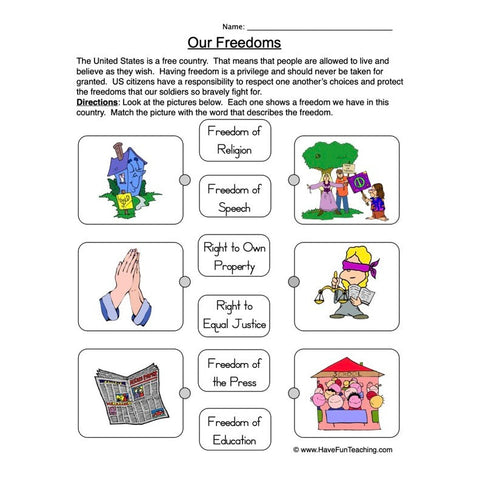 Our Freedoms Worksheet