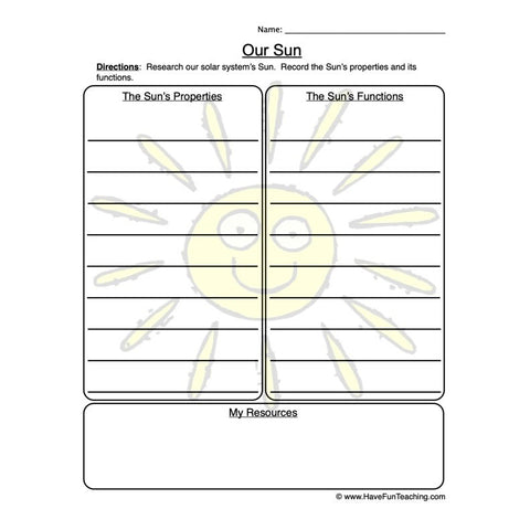 Our Sun Worksheet