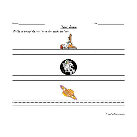 Outer Space Sentence Writing Worksheet