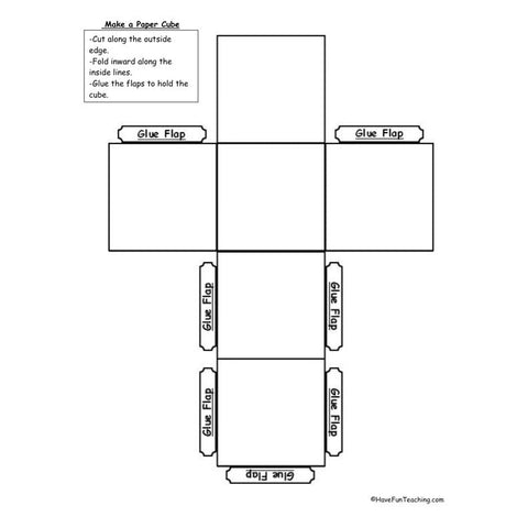 Paper Cube Template Worksheet