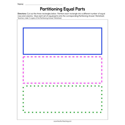 Partitioning Equal Parts Worksheet