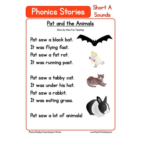 Pat Saw a Black Bat. Worksheet