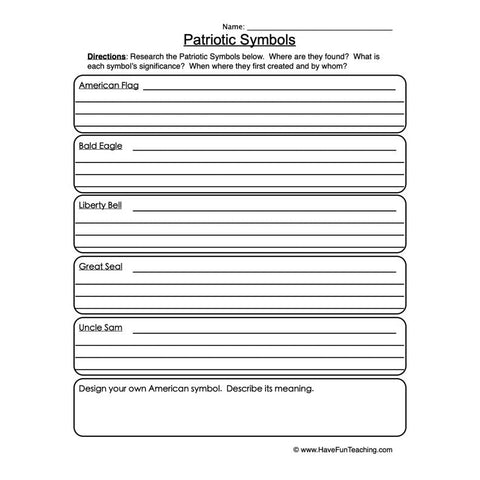 Patriotic Symbols Worksheet