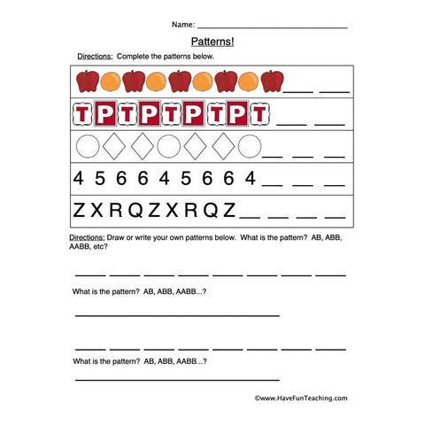 Patterning Worksheet
