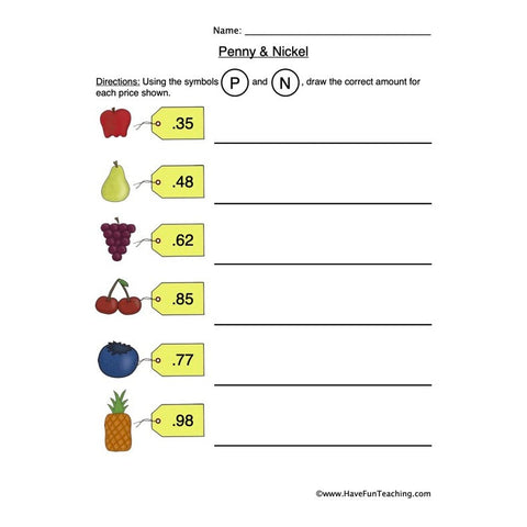 Penny Nickel Worksheet