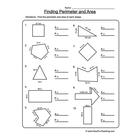 Perimeter Area Worksheet 2