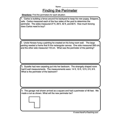 Perimeter 1 Worksheet