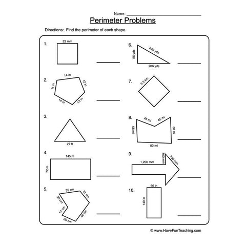 Perimeter Worksheet 2
