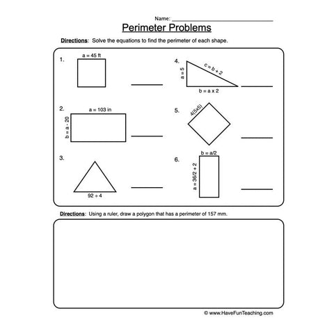 Perimeter Worksheet 4