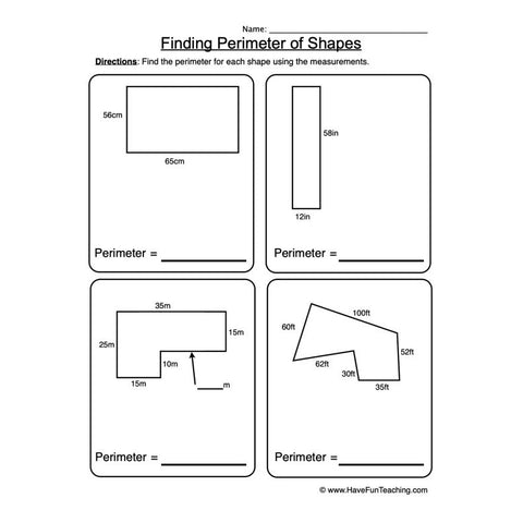 Perimeter Worksheet 7