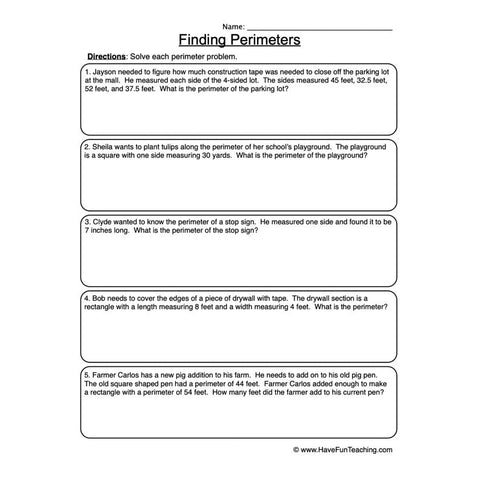 Perimeter 6 Worksheet