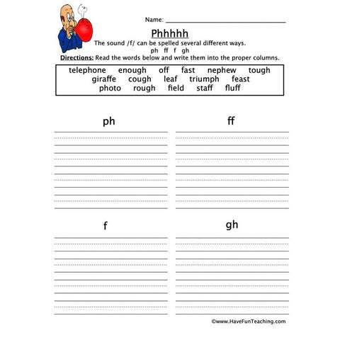 PH FF F GH Sound Worksheet