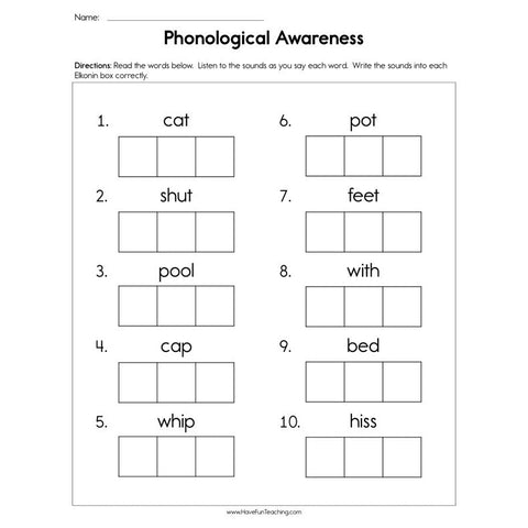 Phonological Awareness Worksheet