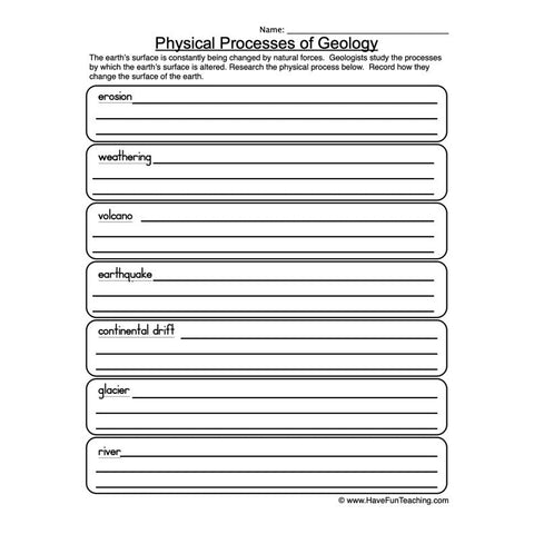 Physical Processes Worksheet