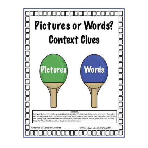 Pictures and Words Context Clues Game