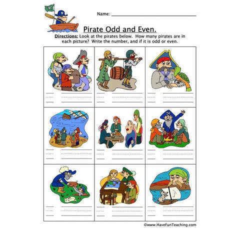 Pirate Odd Even Worksheet